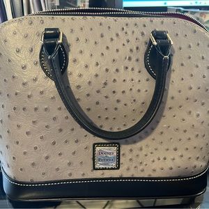 Gray and Black ostrich Dooney & Bourke handbag.